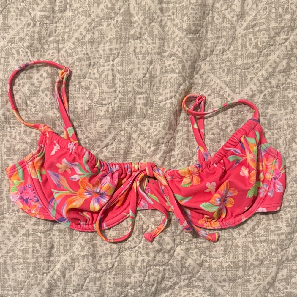 Kulani Kinis Viva Dreama Pink Hawaiian Floral Underwire Bikini Top size S